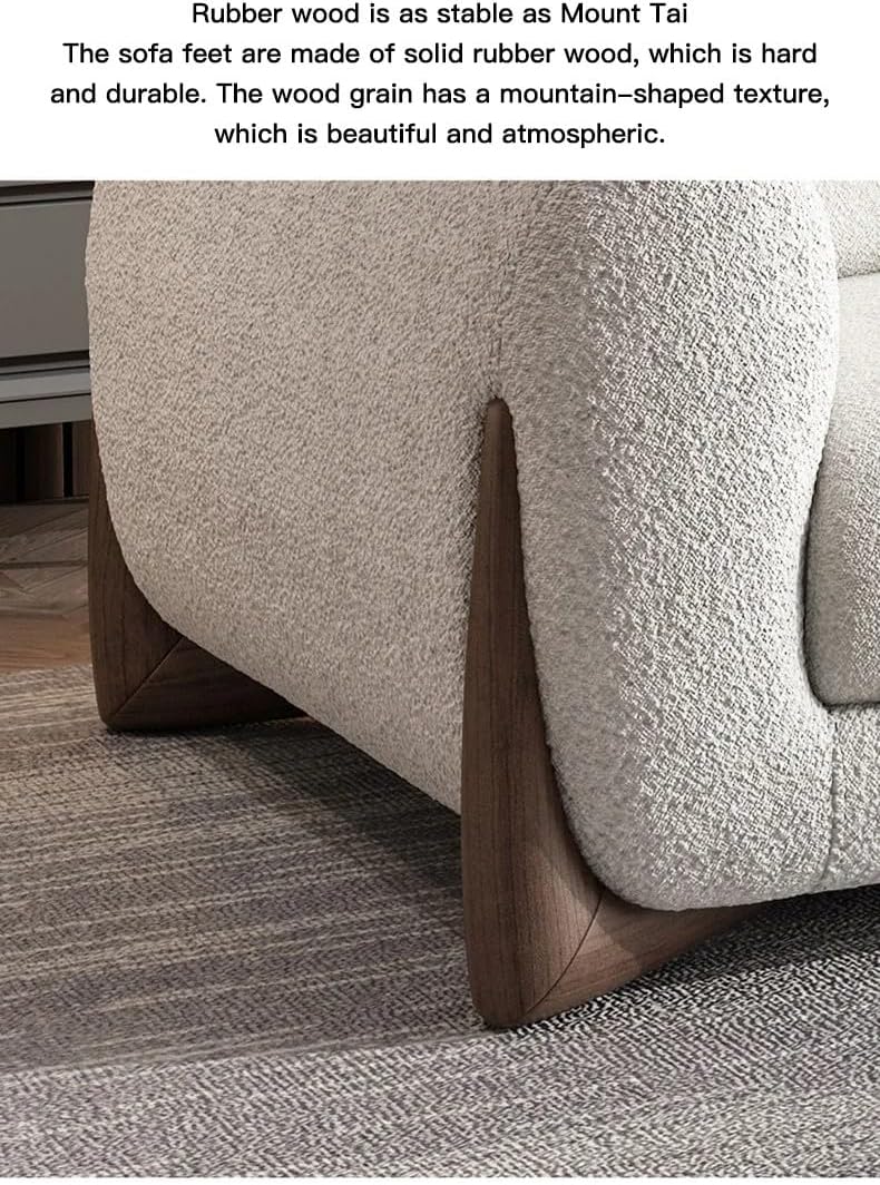 Aroma Homes Italian Style White Lamb Velvet Sofa – Minimalist Modern Couch with Solid Wood Frame & Latex Filling | Luxury Living Room Furniture Combination Set (220cm) - Image 5